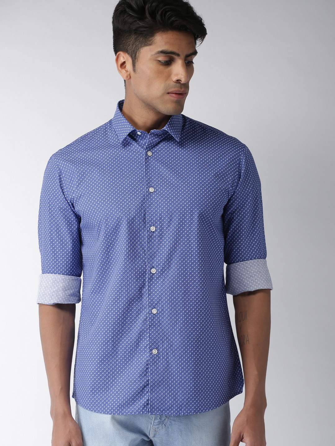 

Celio Men Blue Regular Fit Printed Casual Shirt