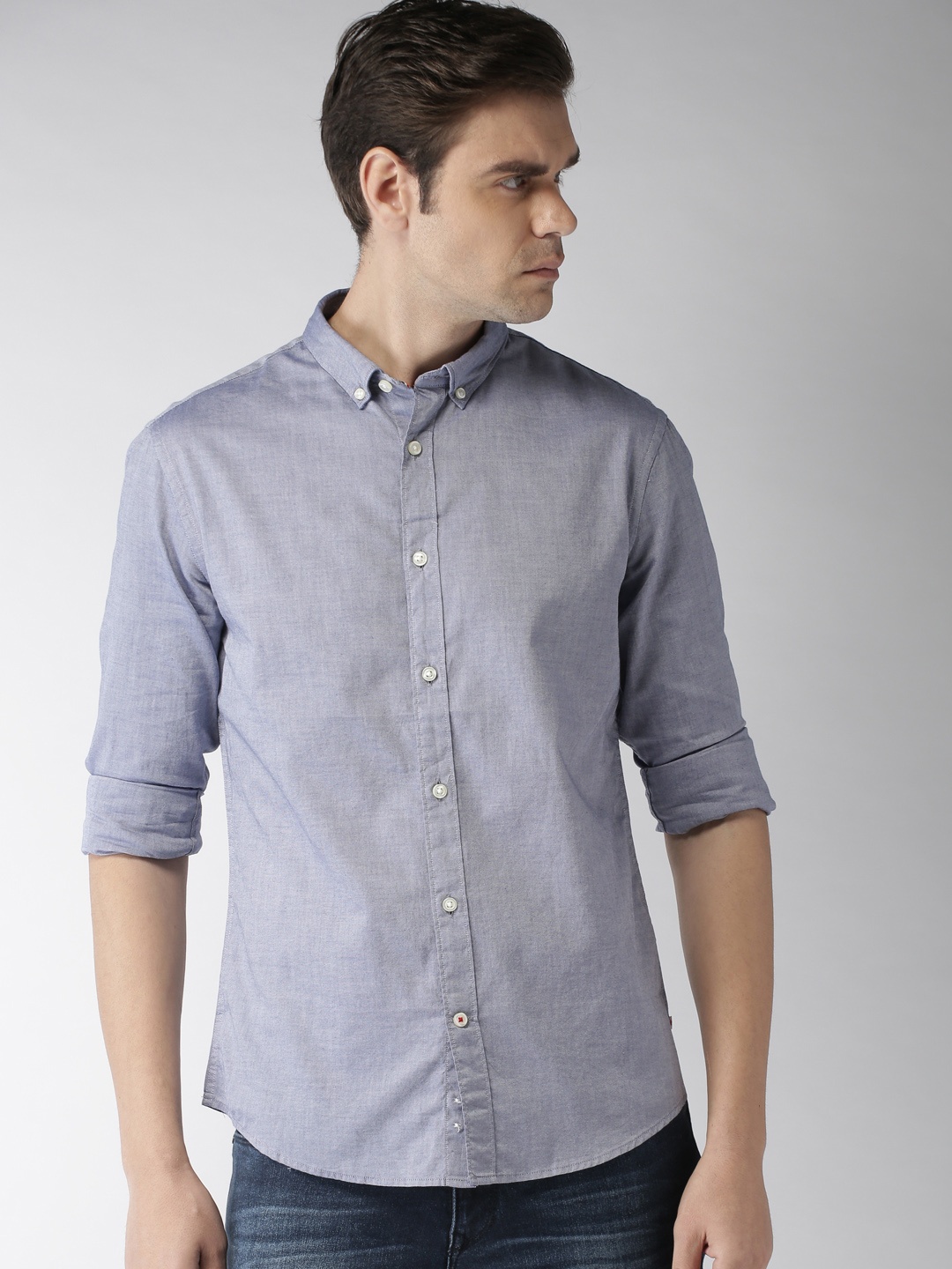 

Celio Men Blue Slim Fit Solid Casual Shirt