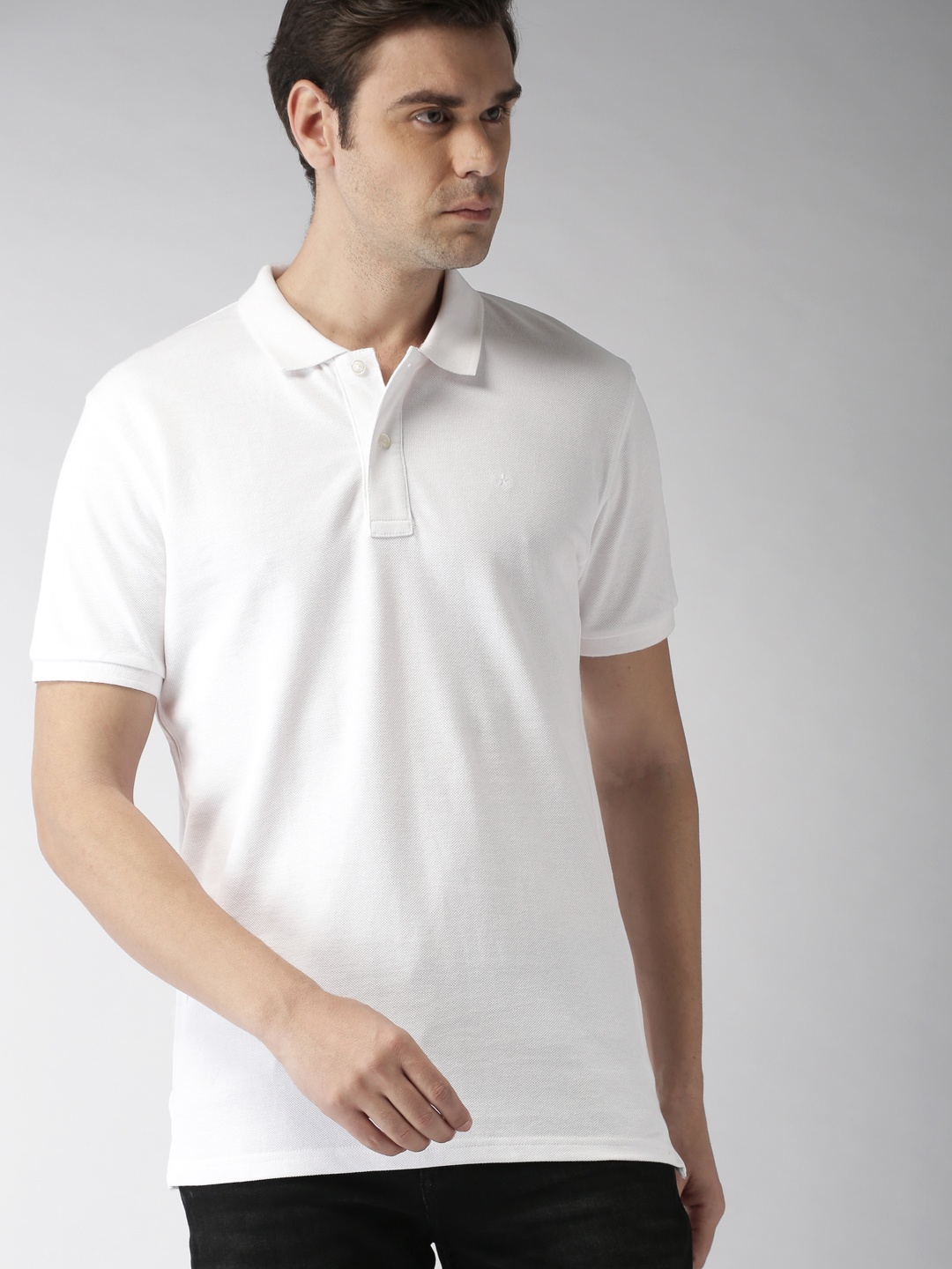 

Celio Men White Solid Polo Collar Pure Cotton T-shirt