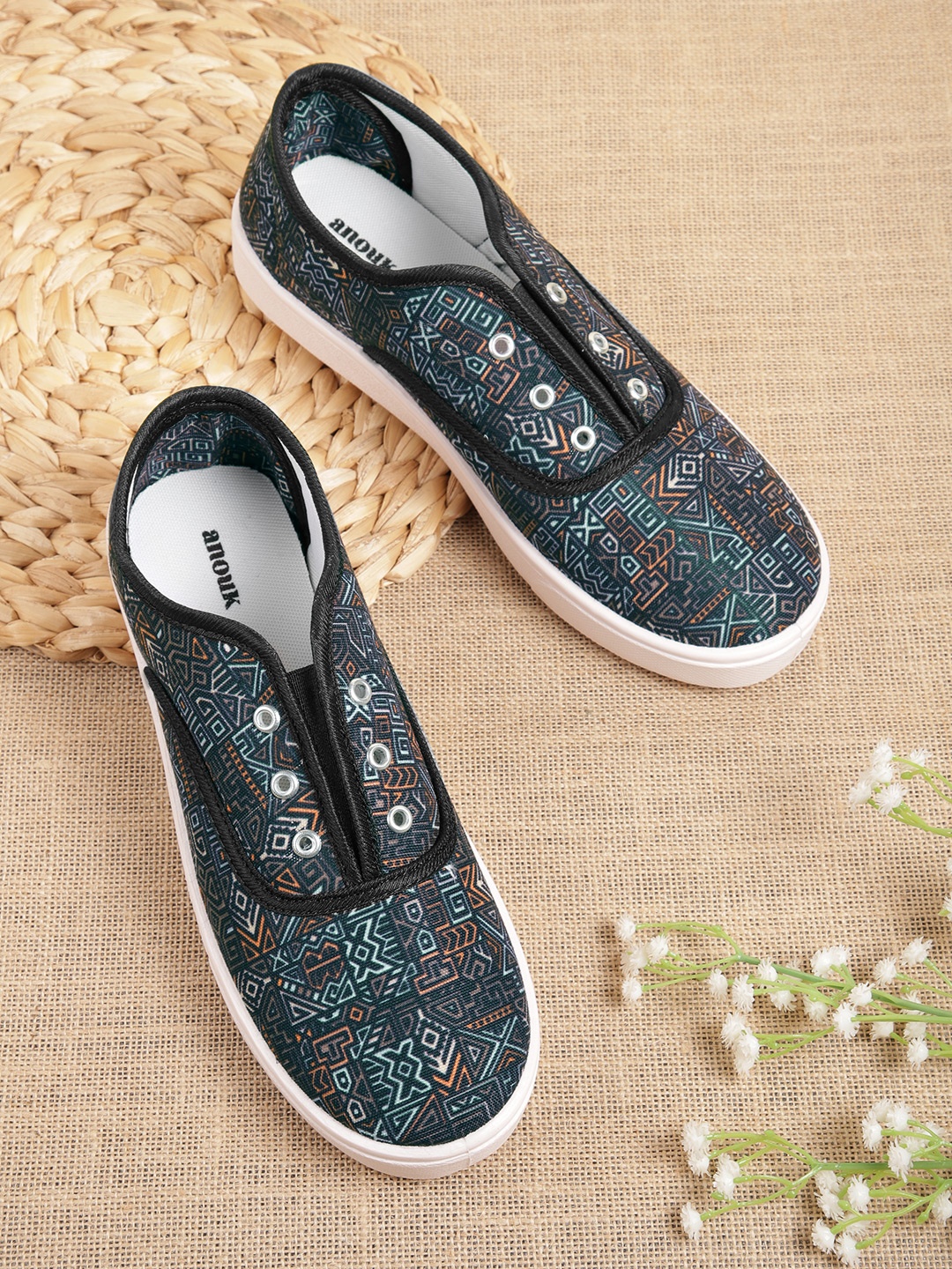 

Anouk Women Navy Blue Printed Slip-On Sneakers