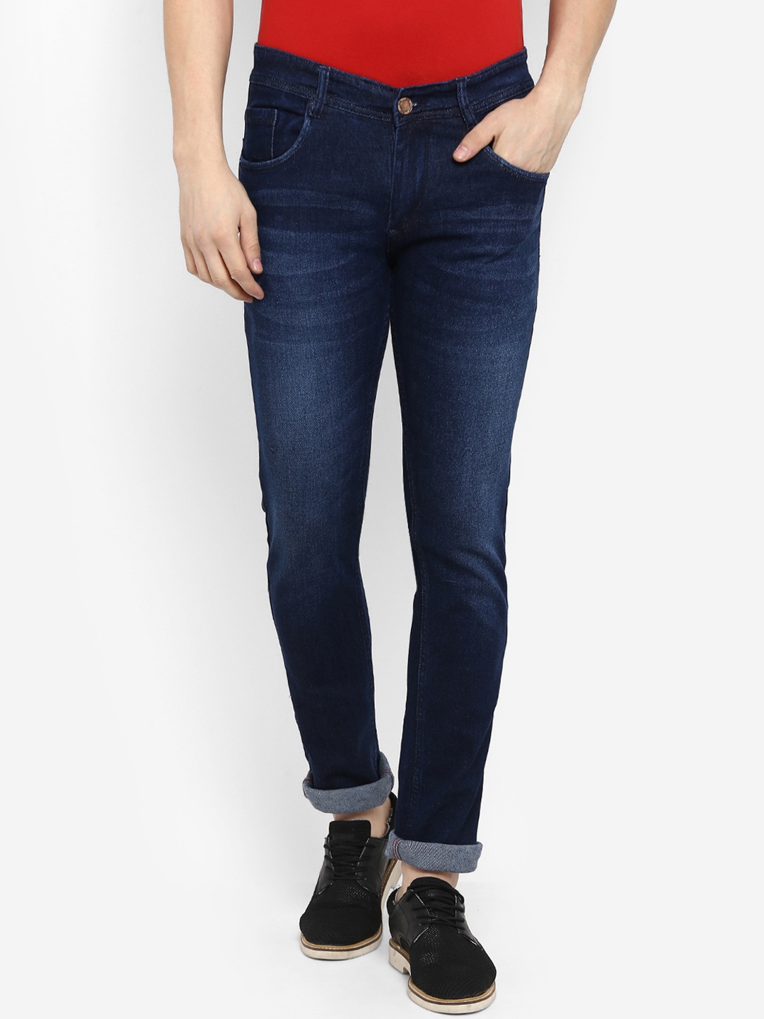 

Routeen Men Navy Blue Slim Fit Mid-Rise Clean Look Stretchable Jeans