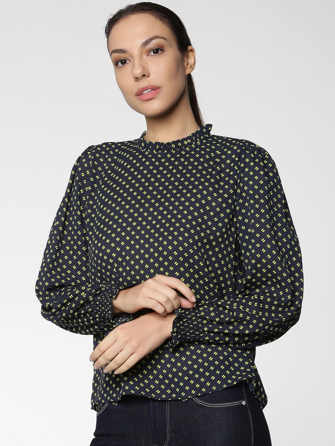 

ONLY Women Navy Blue Printed Top