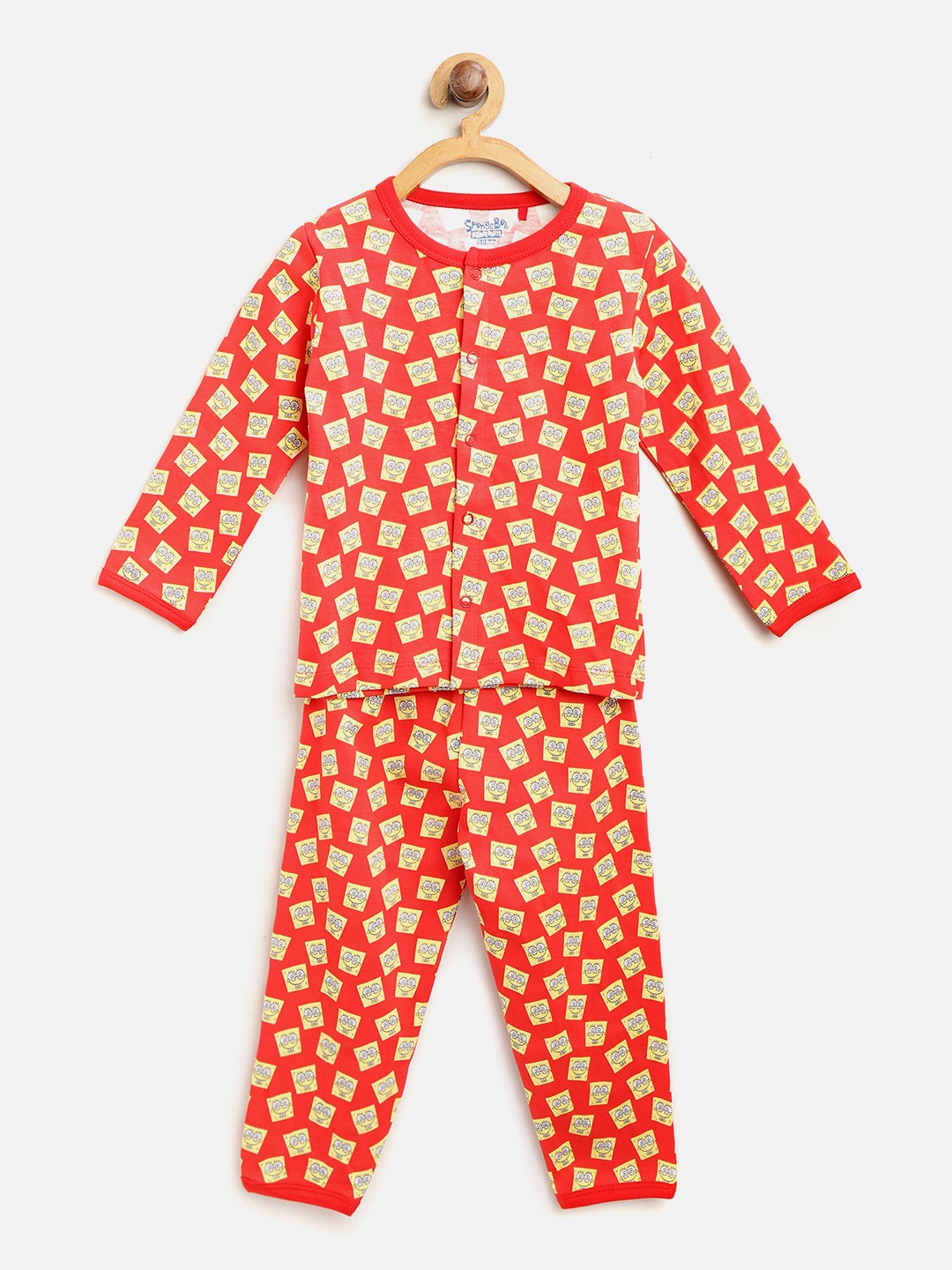

Moms Love Boys Red & Yellow Printed Night Suit MLS20699SBBNTW