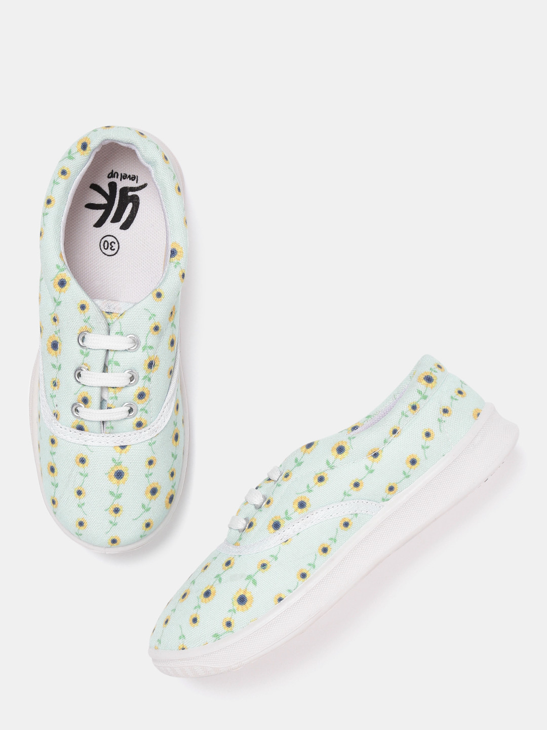 

YK Girls Mint Green & Yellow Printed Sneakers