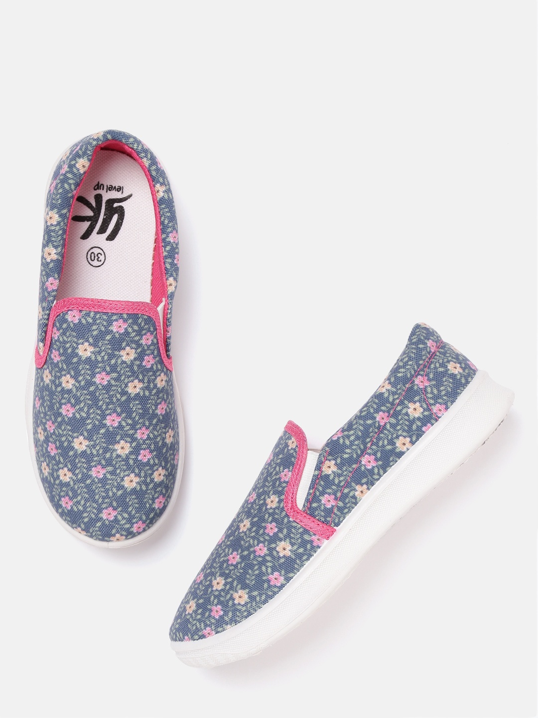 

YK Girls Blue & Pink Printed Slip-On Sneakers