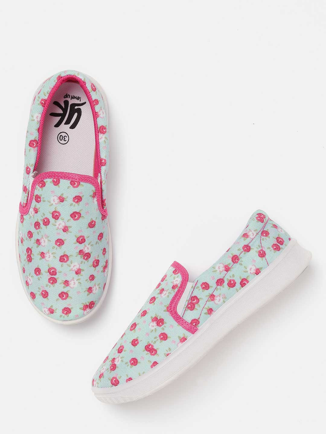 

YK Girls Blue & Pink Printed Slip-On Sneakers