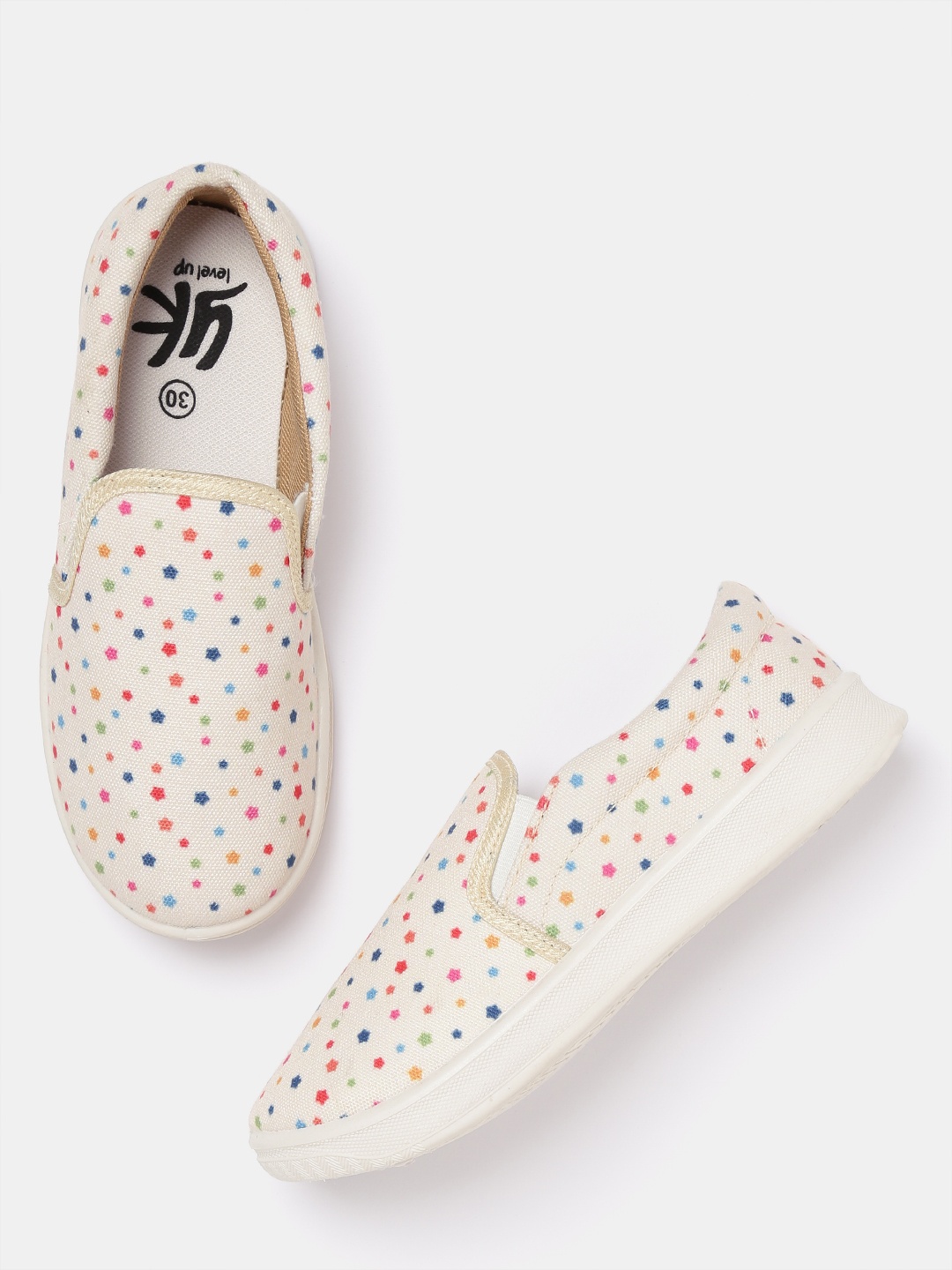 

YK Girls Beige Printed Slip-On Sneakers