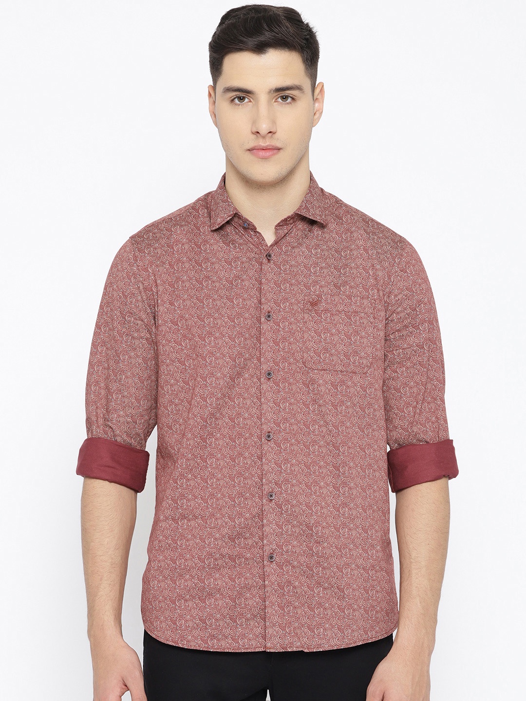 

Blackberrys Men Maroon & Off-White Slim Fit Printed Casual Shirt