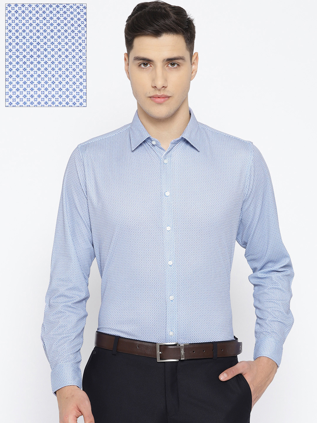 

Blackberrys Men Navy Blue & White Slim Fit Printed Casual Shirt