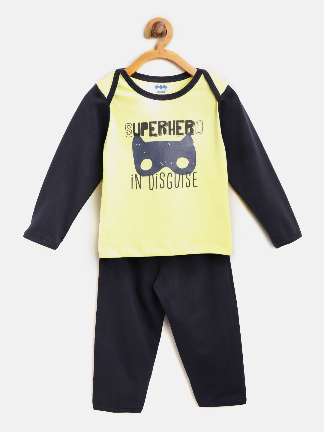 

Moms Love Boys Yellow & Navy Blue Printed T-shirt with Pyjamas