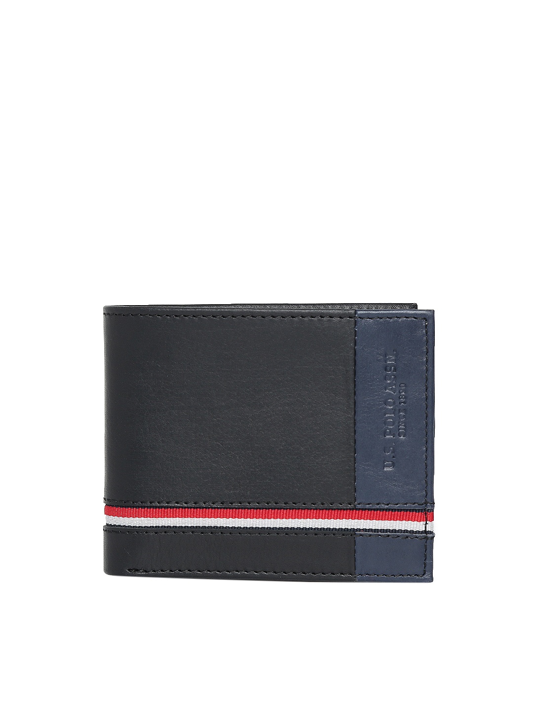 

U.S. Polo Assn. Men Navy Blue Solid Two Fold Wallet
