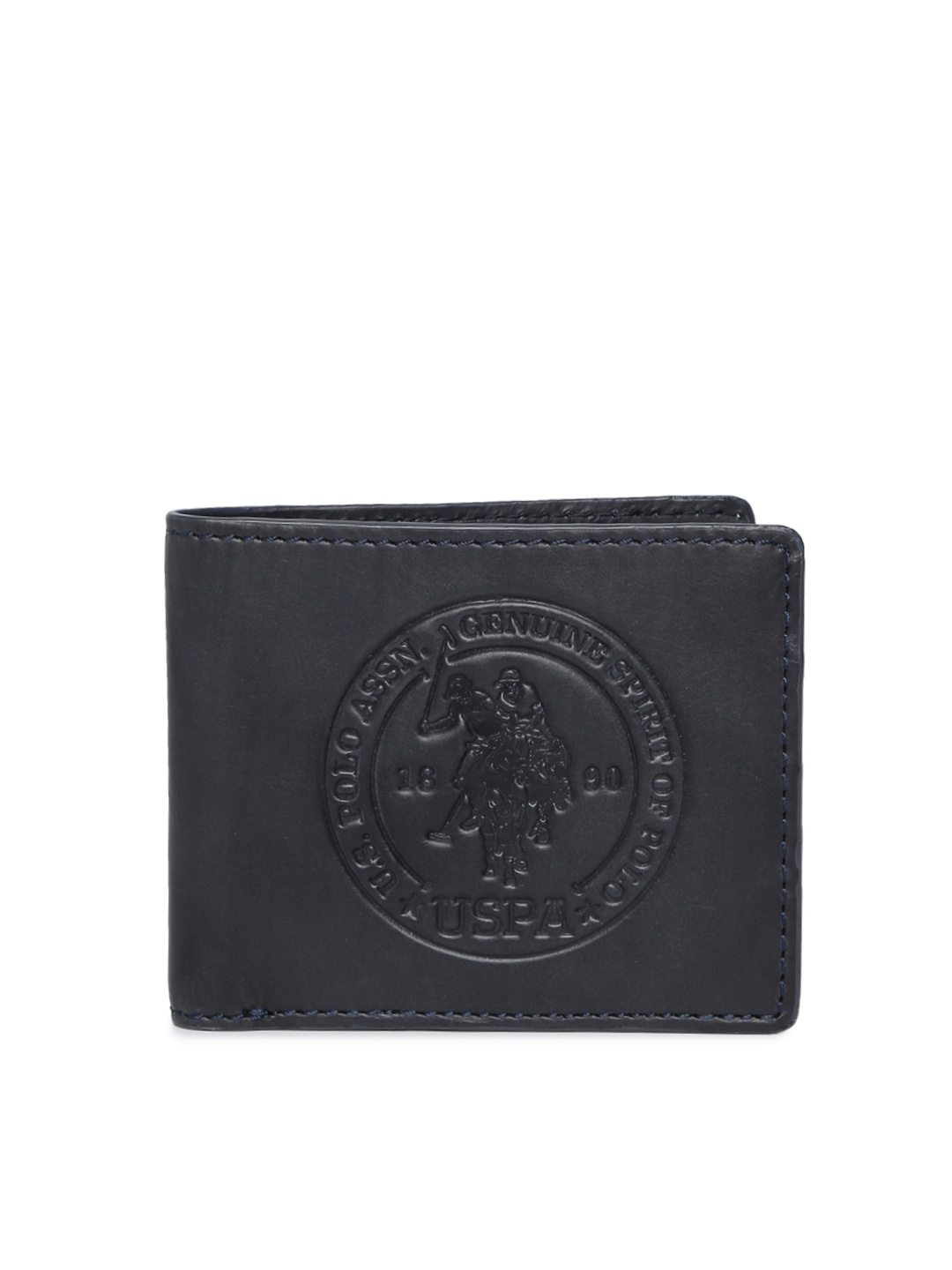 

U.S. Polo Assn. Men Navy Blue Textured Two Fold Wallet