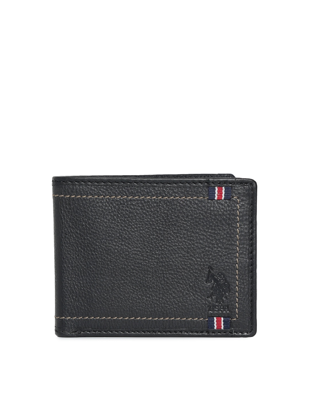 

U.S. Polo Assn. Men Black Solid Two Fold Wallet