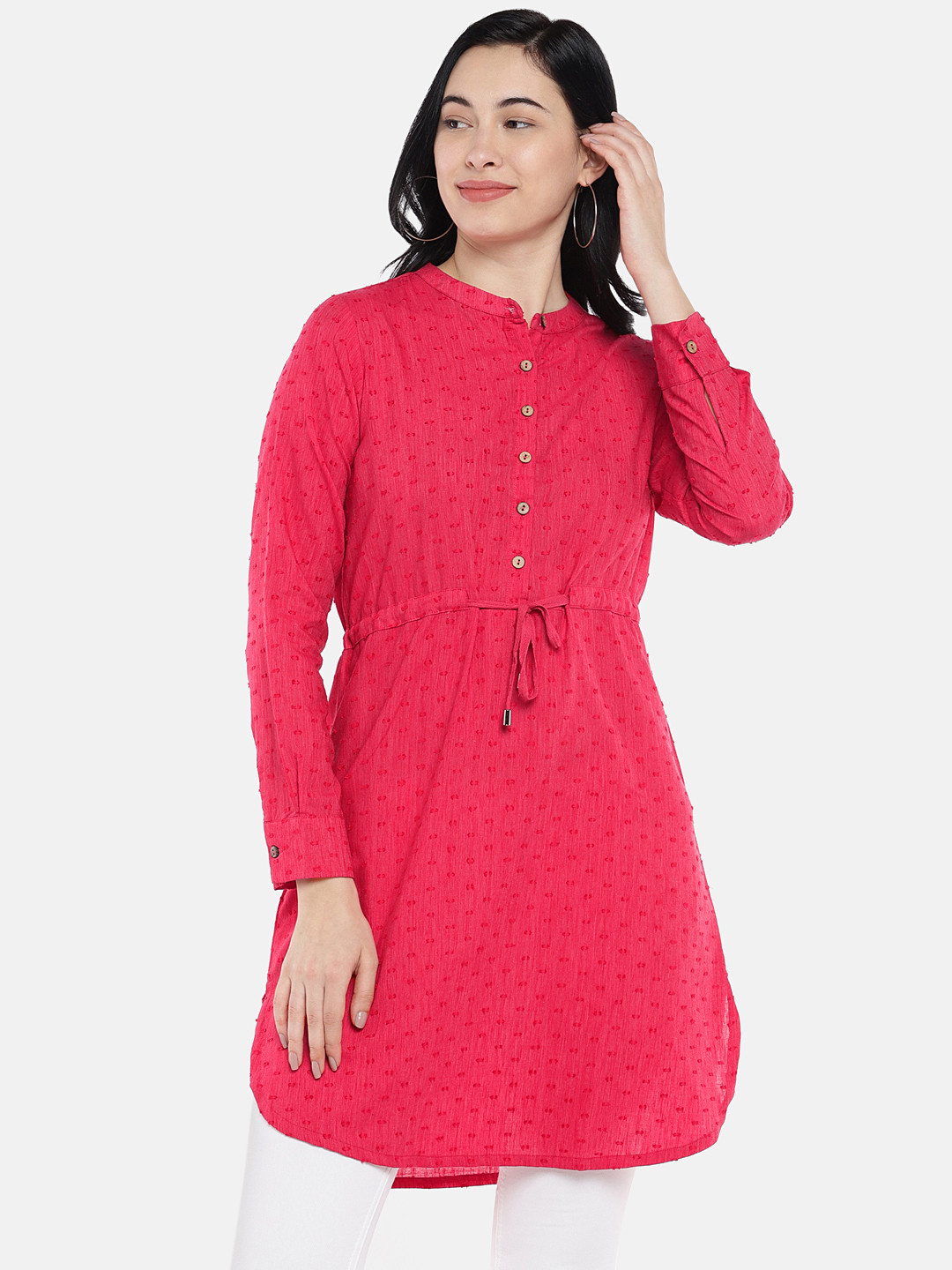 

Global Desi Pink Self Design Tunic
