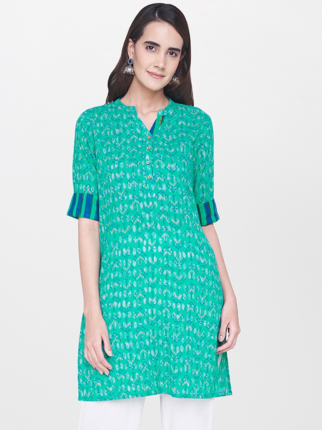 

Global Desi Green Printed Kurta
