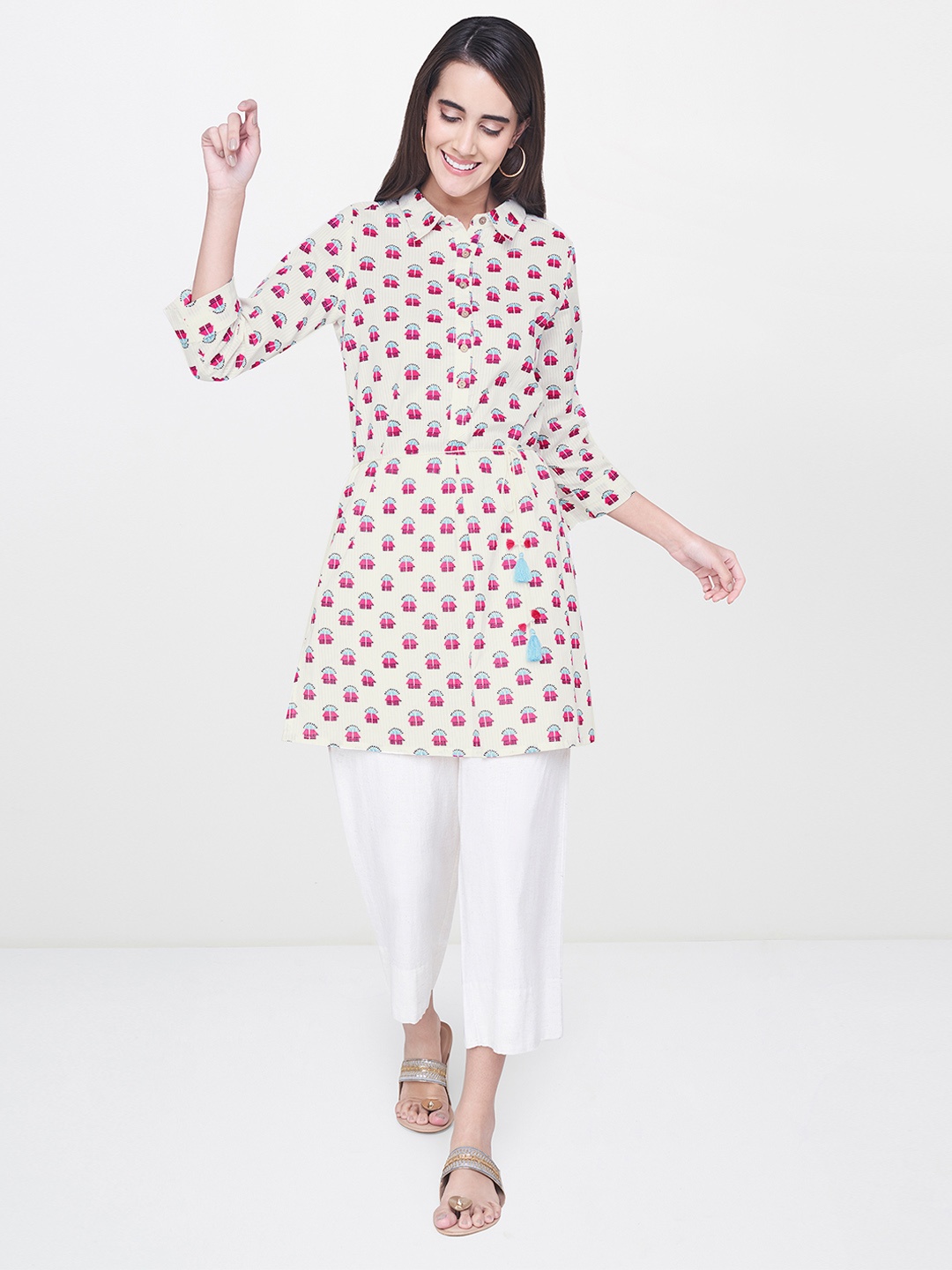 

Global Desi Off-White Printed Tunic