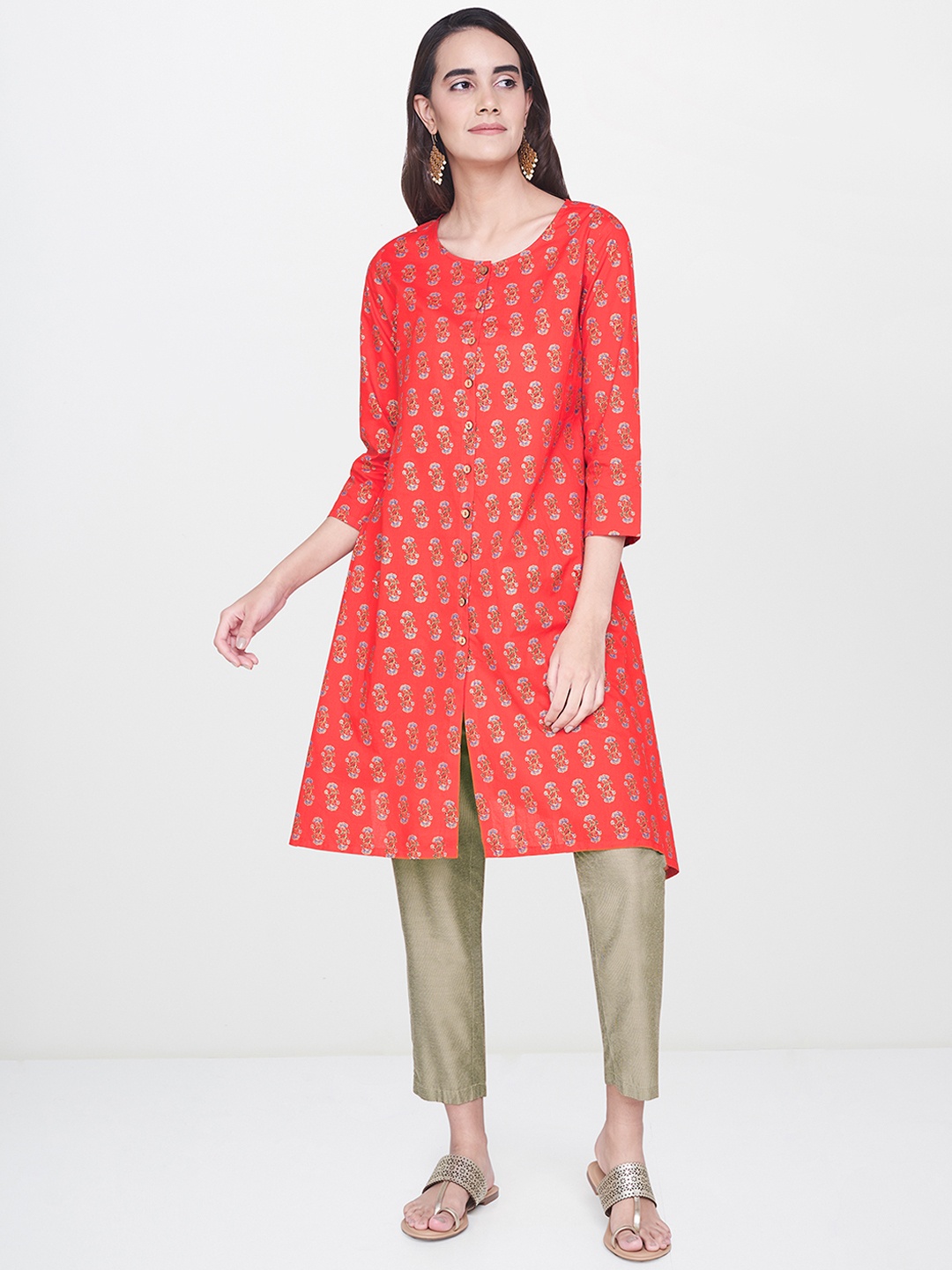 

Global Desi Red Printed Tunic
