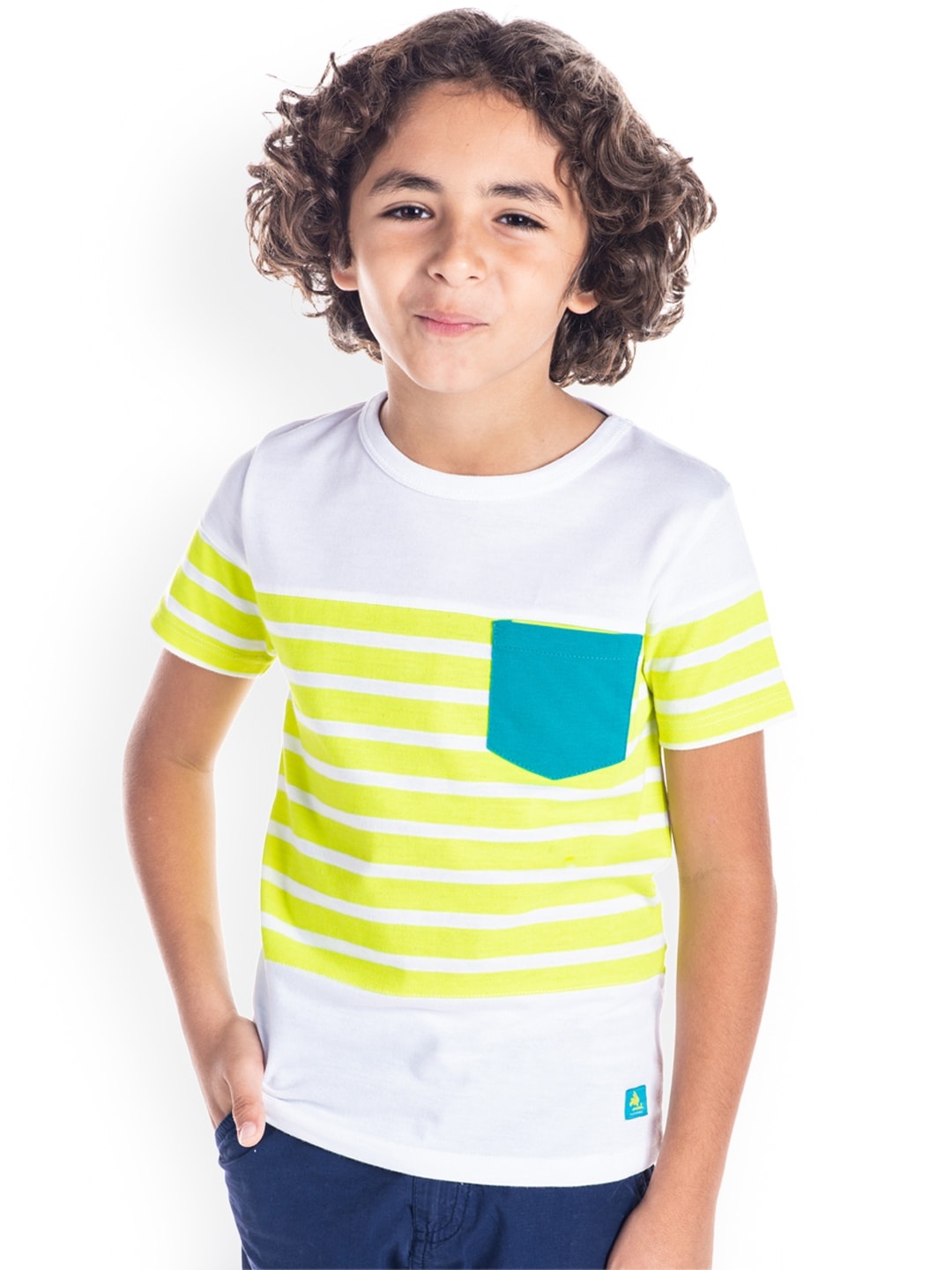 

Cherry Crumble Boys Multicolor Striped T-shirt, White