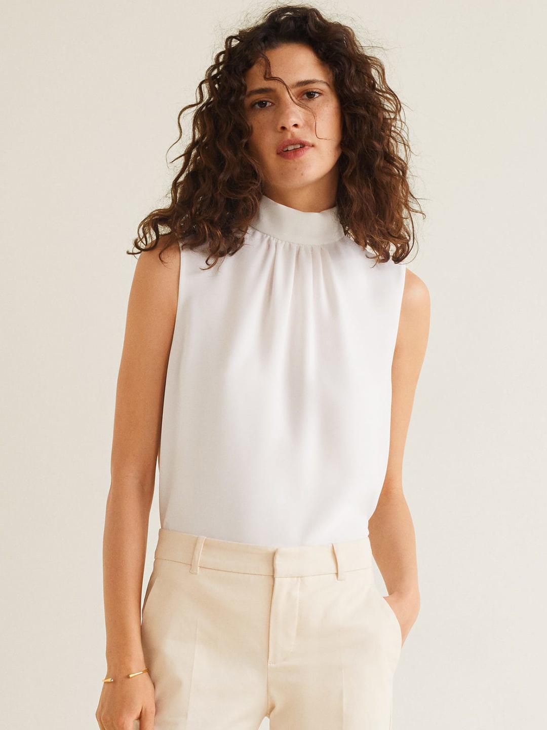 

MANGO Women White Solid Top