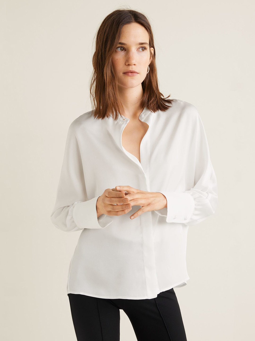 

MANGO Women White Regular Fit Solid Casual Shirt