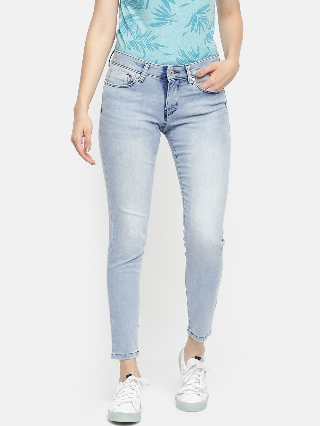 

Pepe Jeans Women Blue Selena Slim Fit Mid-Rise Clean Look Ankle Length Stretchable Jeans