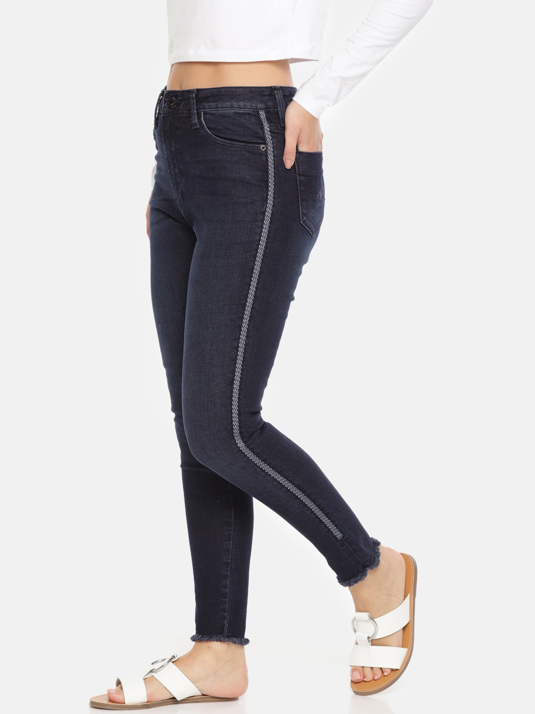 

Pepe Jeans Women Blue Skinny Fit High-Rise Clean Look Stretchable Jeans