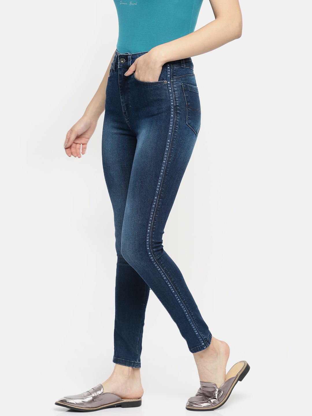 

Pepe Jeans Women Blue Skinny Fit High-Rise Clean Look Stretchable Jeans