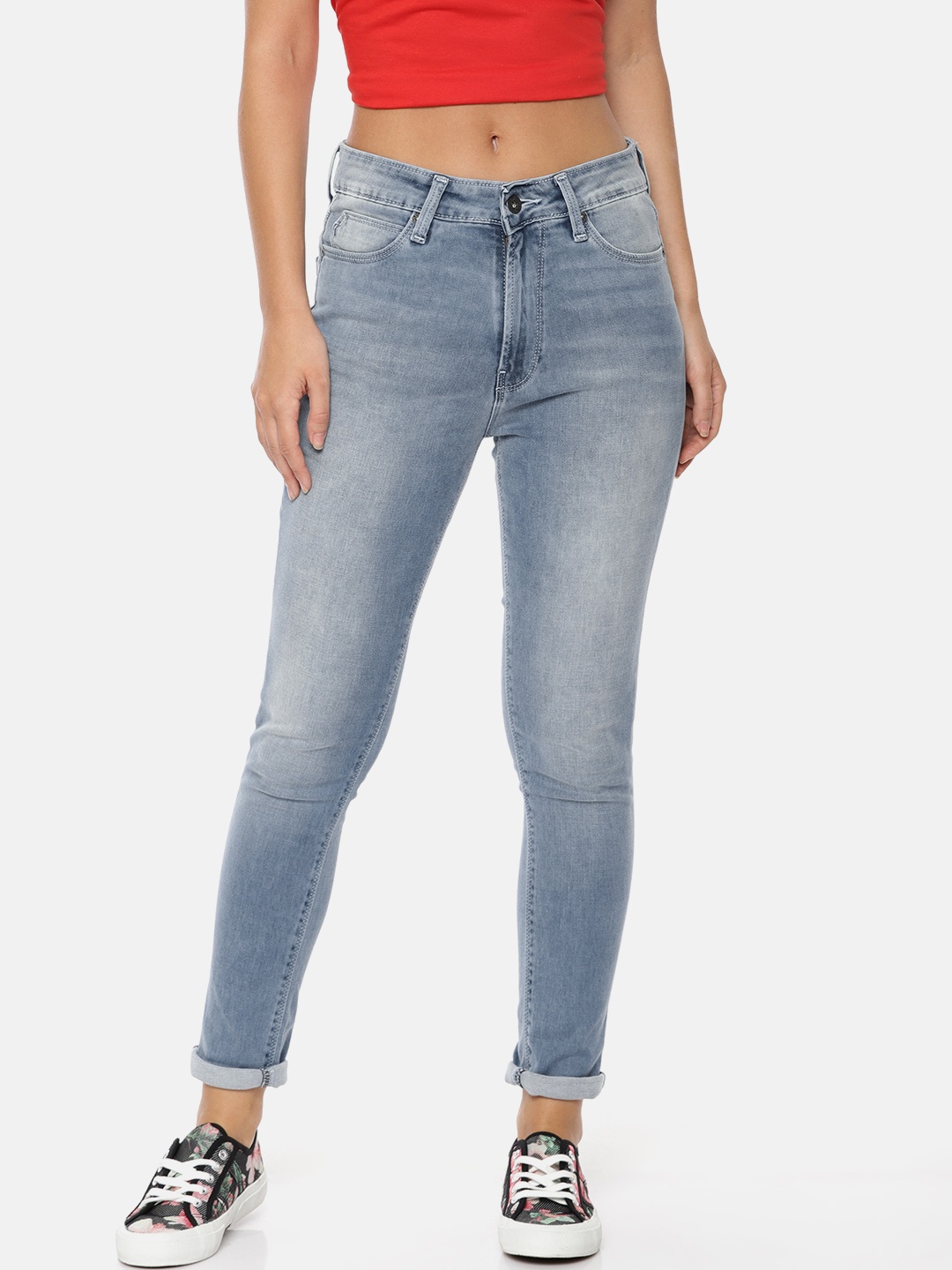 

Pepe Jeans Women Blue Skinny Fit High-Rise Clean Look Stretchable Jeans