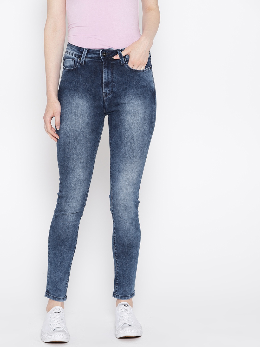 

Pepe Jeans Women Blue Skinny Fit High-Rise Clean Look Stretchable Jeans