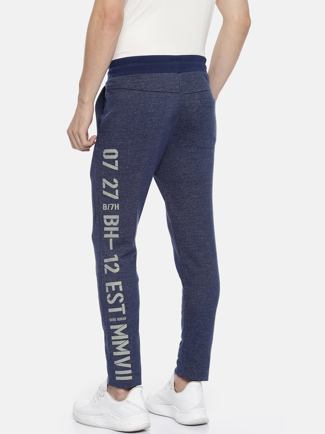 

Being Human Clothing Men Navy Side Printed Track Pants, Navy blue