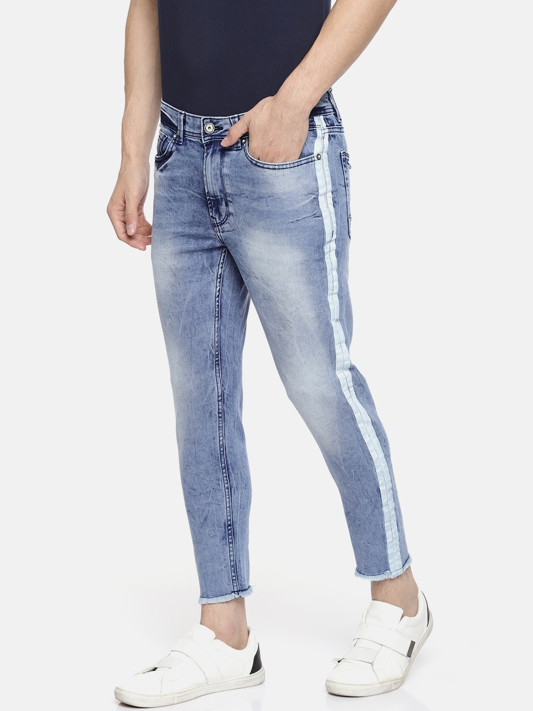 

Being Human Men Blue Skinny Fit Mid-Rise Clean Look Cropped Jeans