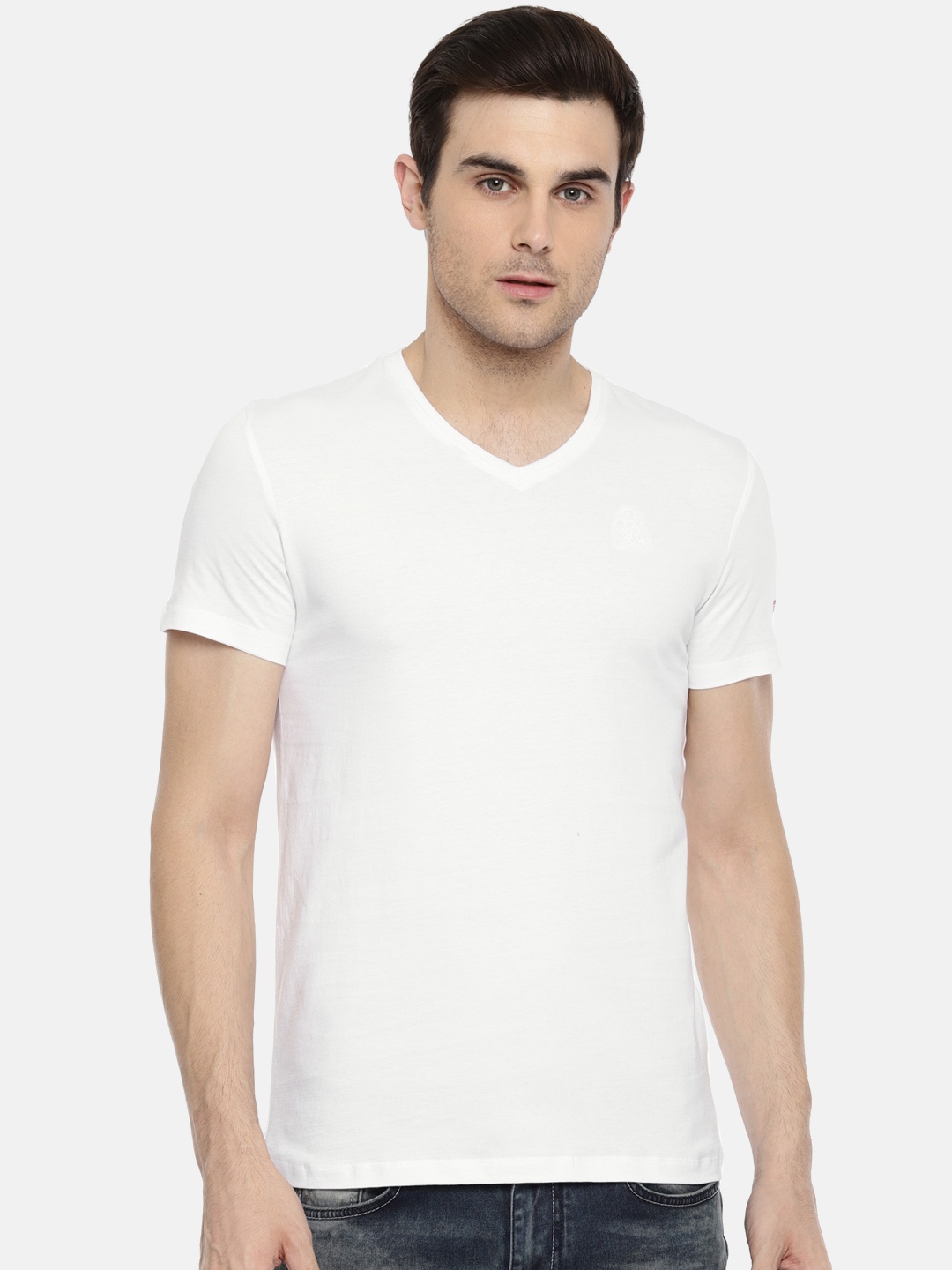 

Being Human Clothing Men White Solid Pure Cotton T-shirt