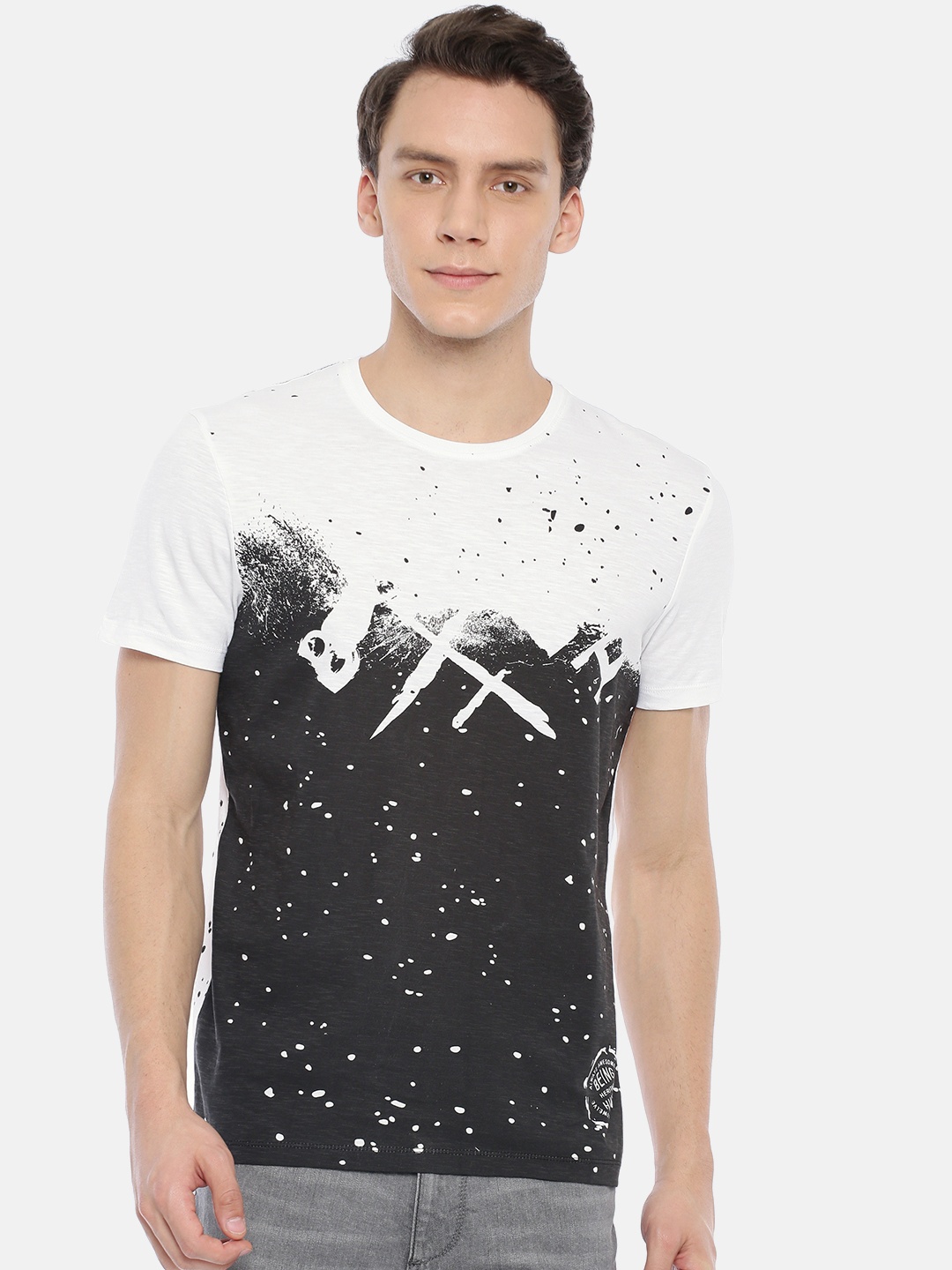 

Being Human Men White Printed Round Neck T-shirt