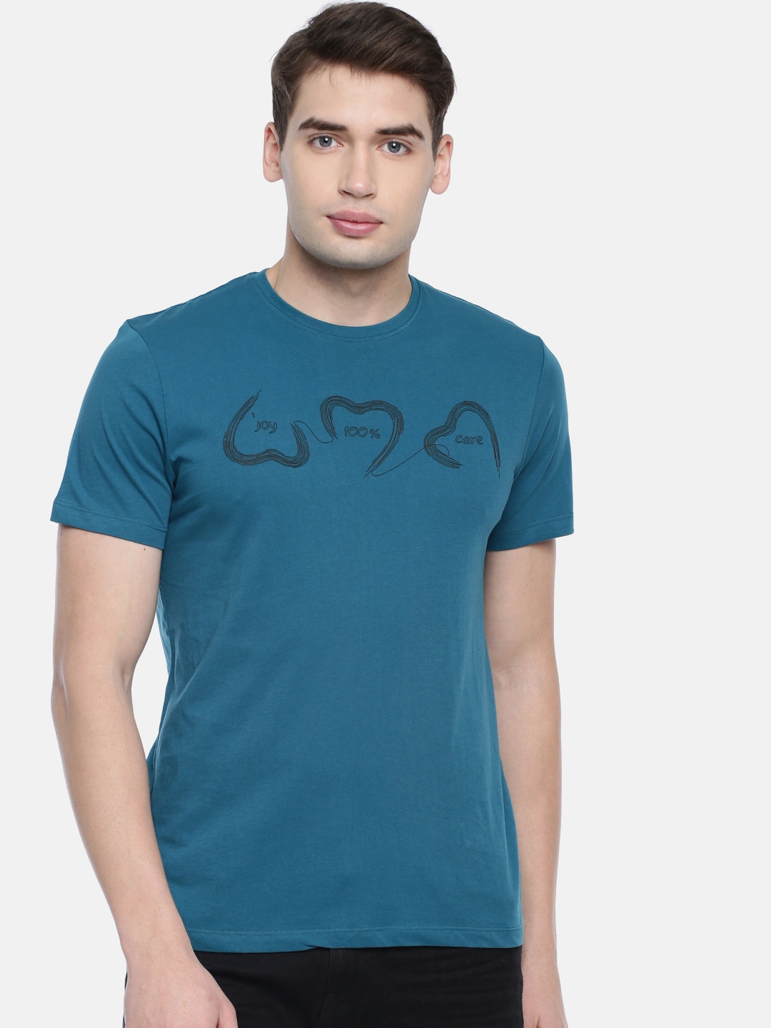 

Being Human Men Teal Blue Printed Round Neck T-shirt