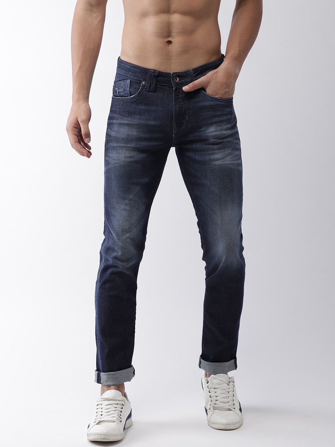 

Flying Machine Men Blue Michael Slim Tapered Fit Mid-Rise Clean Look Stretchable Jeans