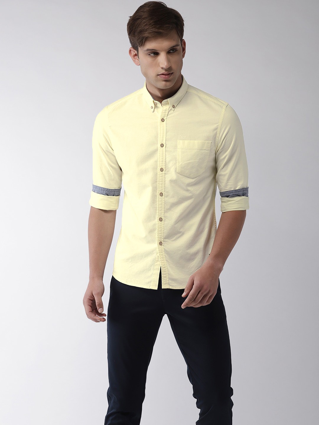 

Flying Machine Men Yellow Solid Casual Shirt