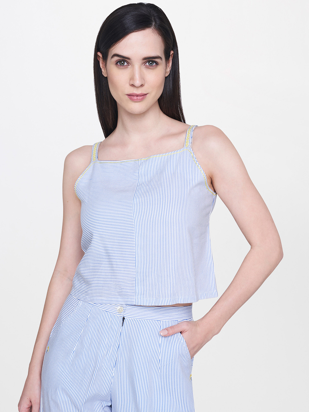 

AND Women Blue Striped Top