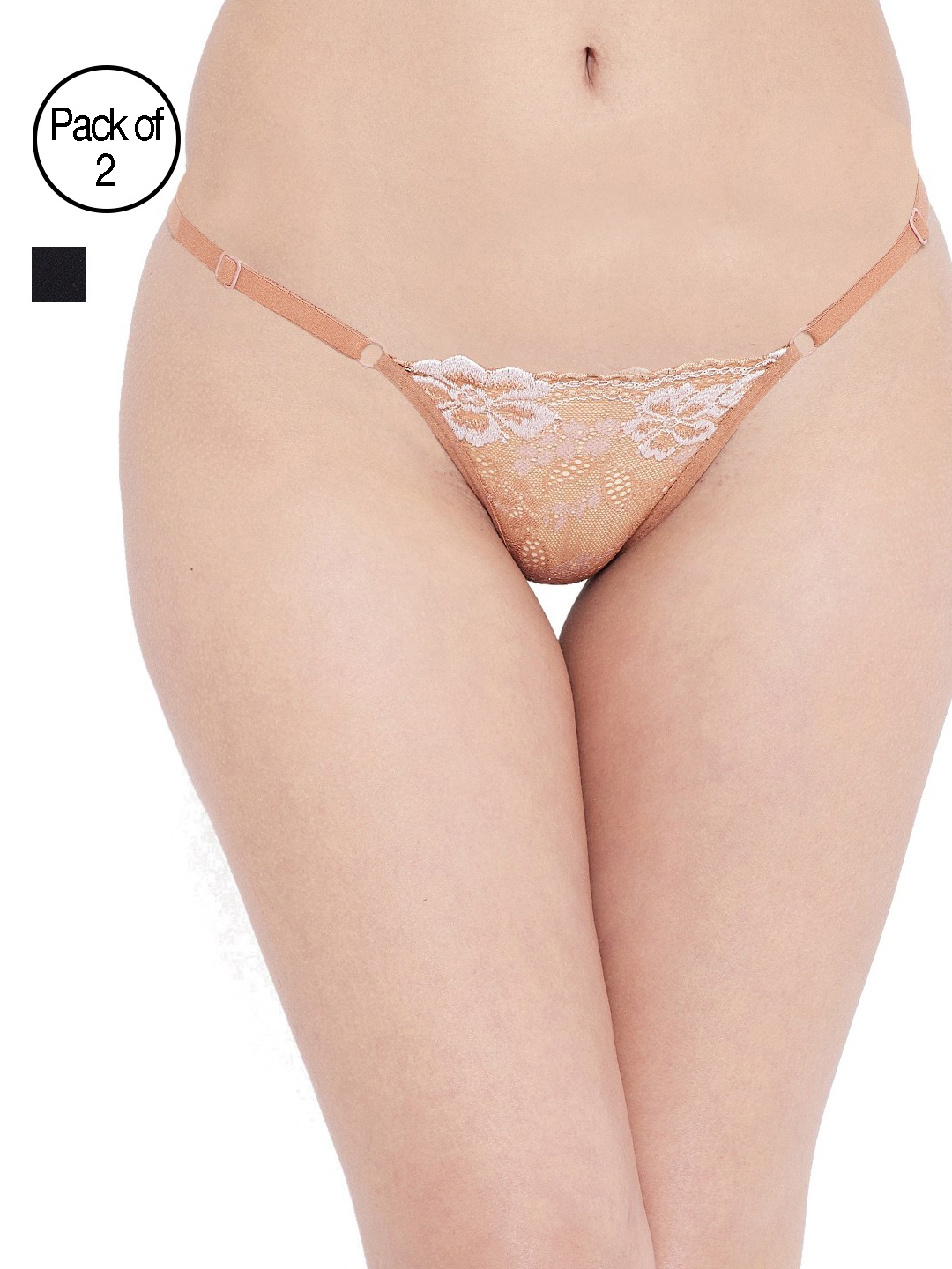 

N-Gal Women Pack of 2 Assorted Thongs NTDT01, Beige