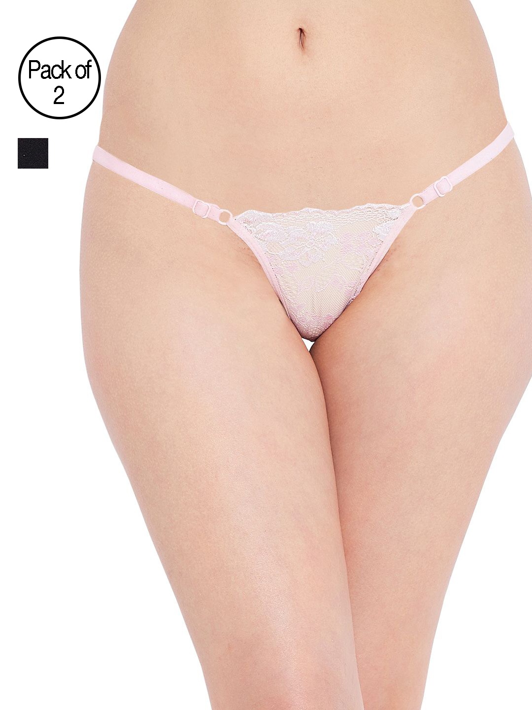 

N-Gal Women Pack of 2 Assorted Thongs NTD02, Black