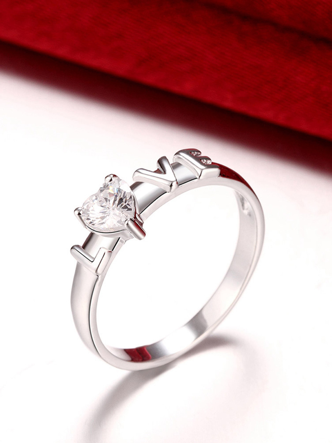 

Peora Women Silver-Plated Love Message Proposal Ring