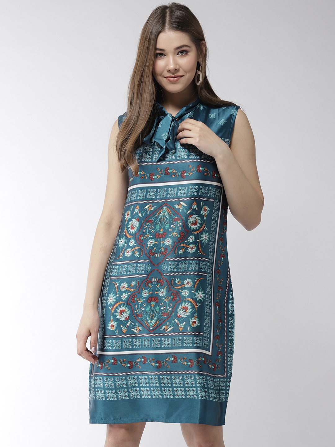 

StyleStone Women Teal Blue Printed A-Line Dress