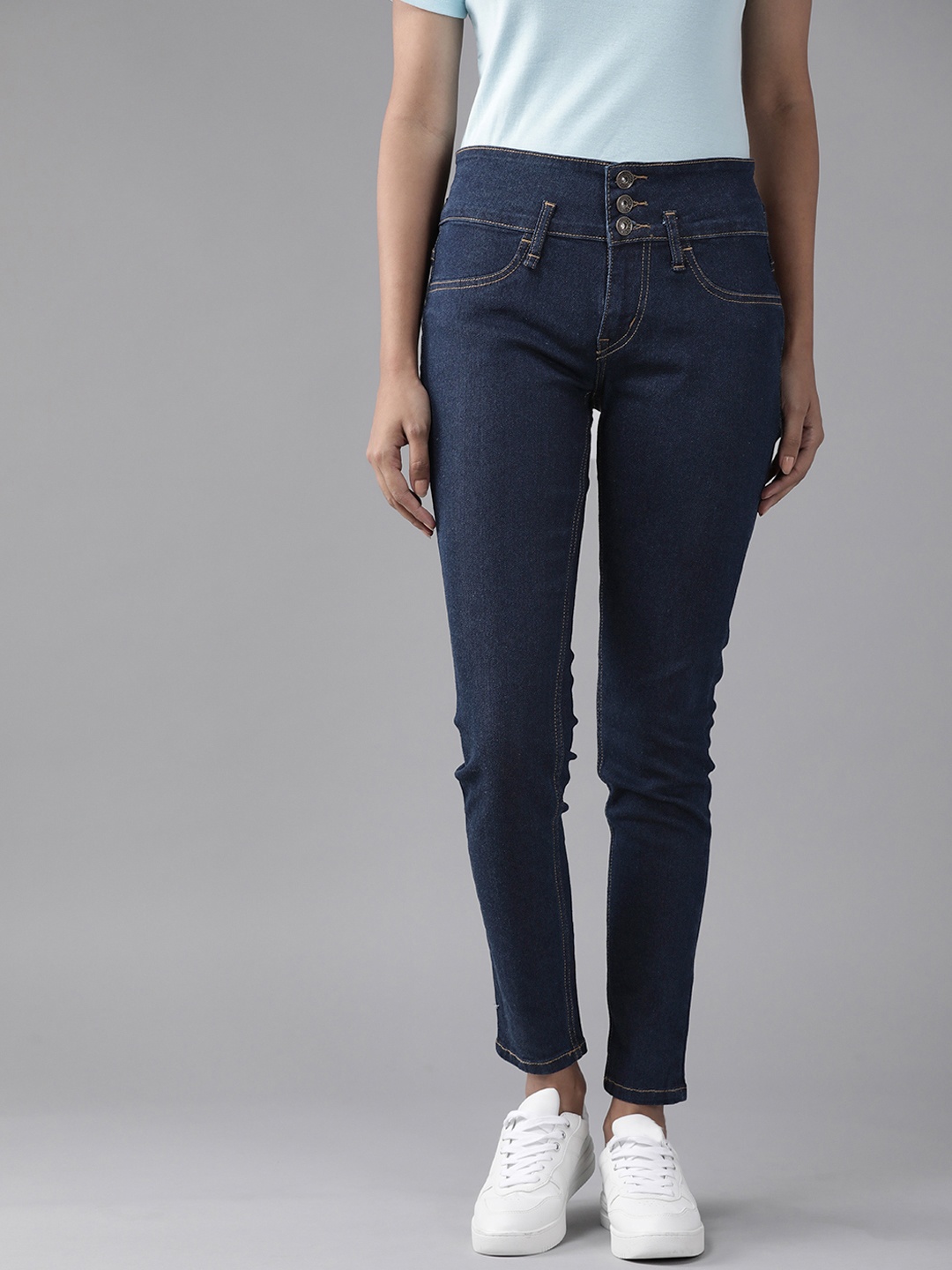 

Roadster Women Navy Blue Skinny Fit Mid-Rise Clean Look Stretchable Jeans