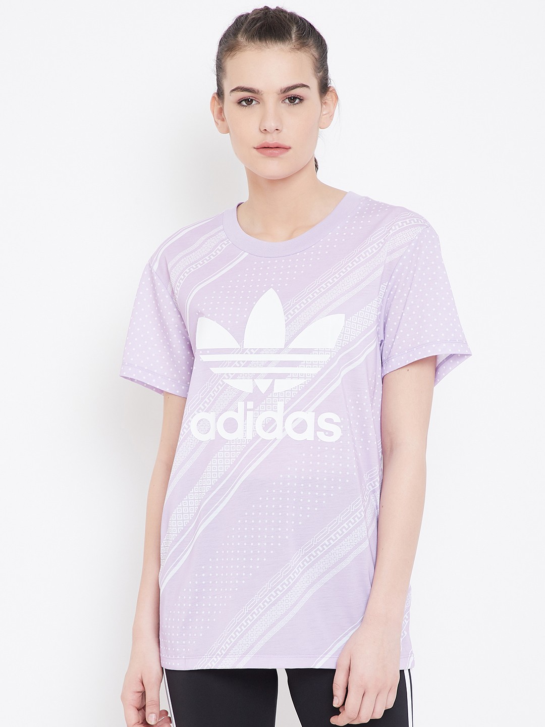 

ADIDAS Originals Women Lavender Printed BF TREFOIL T-shirt