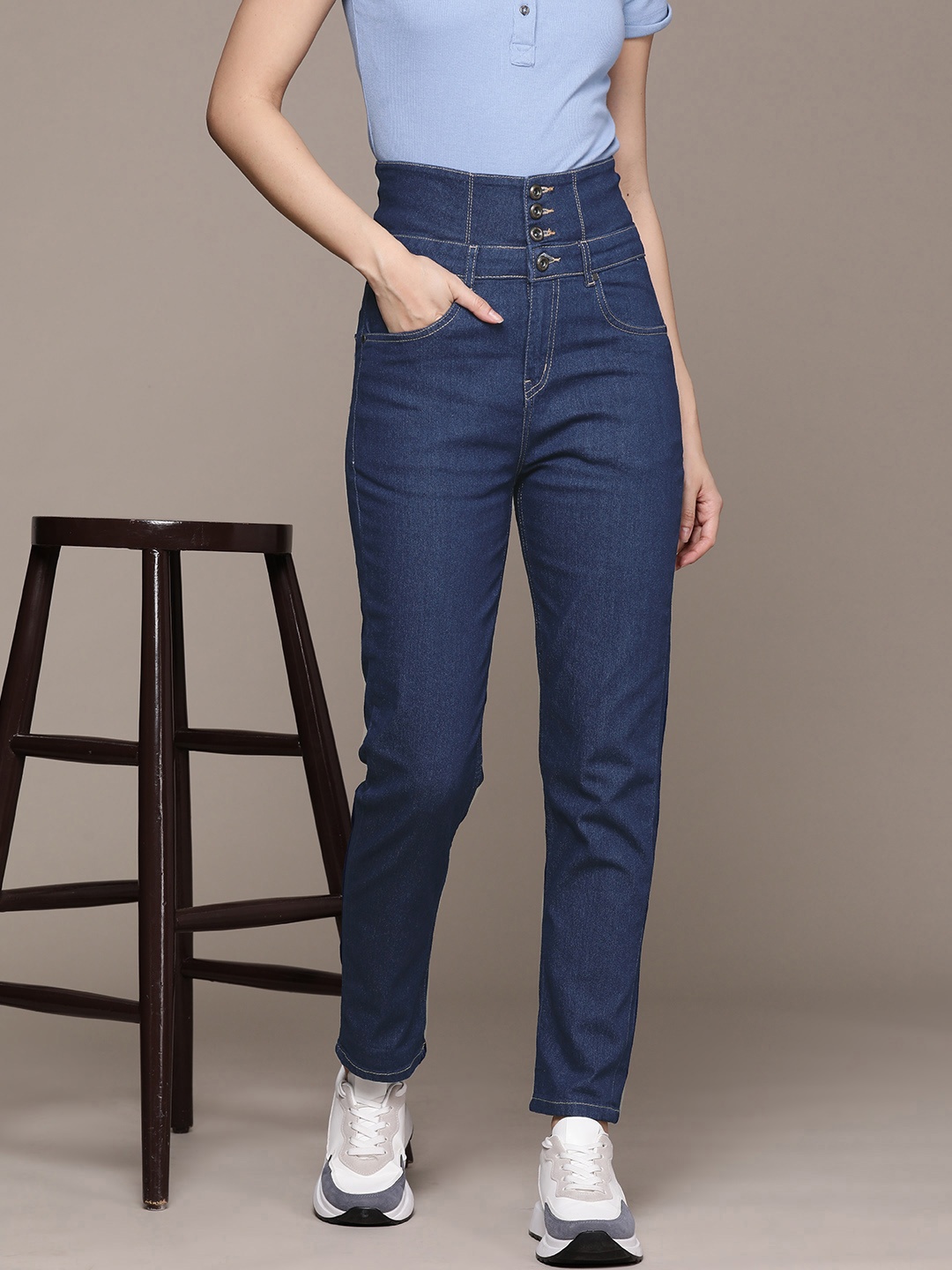 

The Roadster Lifestyle Co. Women Slim Fit High-Rise Stretchable Jeans, Blue