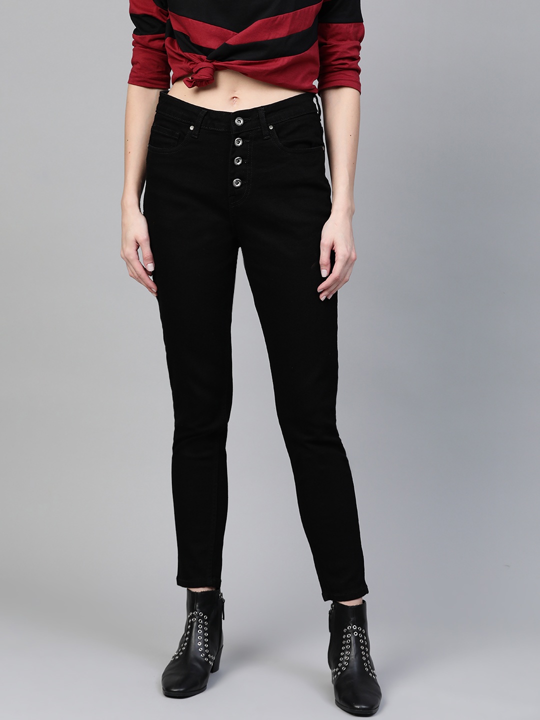 

Roadster Women Black Skinny Fit Mid-Rise Clean Look Stretchable Jeans