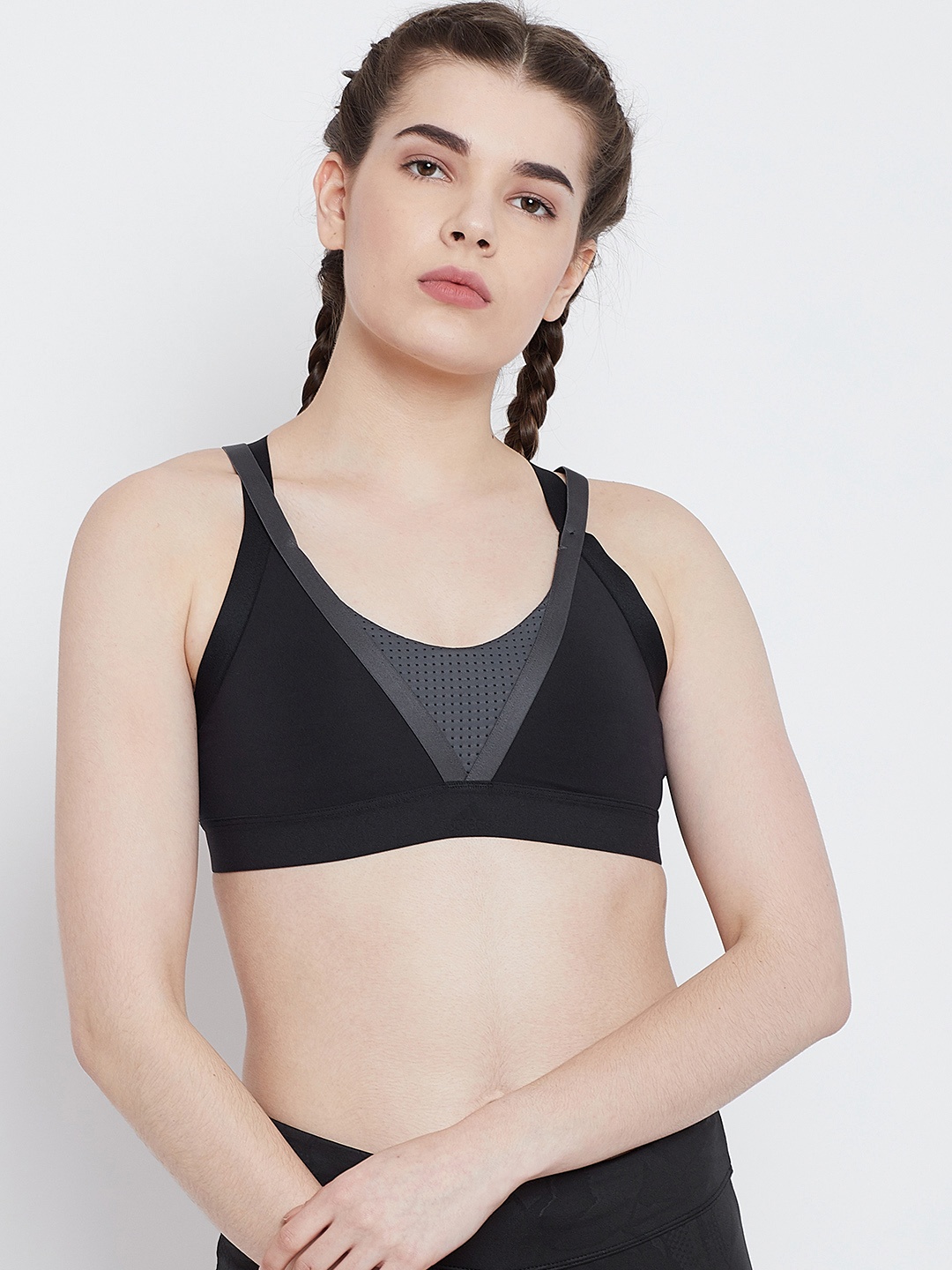 

ADIDAS Black Solid ALL ME FRAMING Non-Wired Lightly Padded Sports Bra