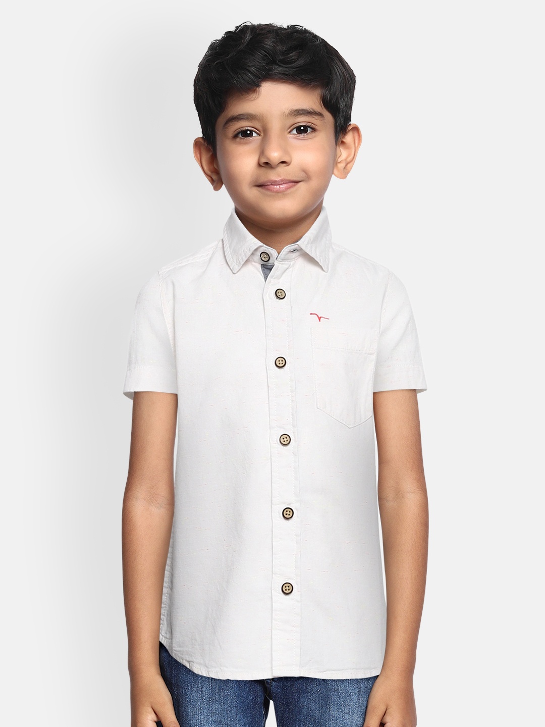 

Flying Machine Boys White Regular Fit Solid Casual Shirt