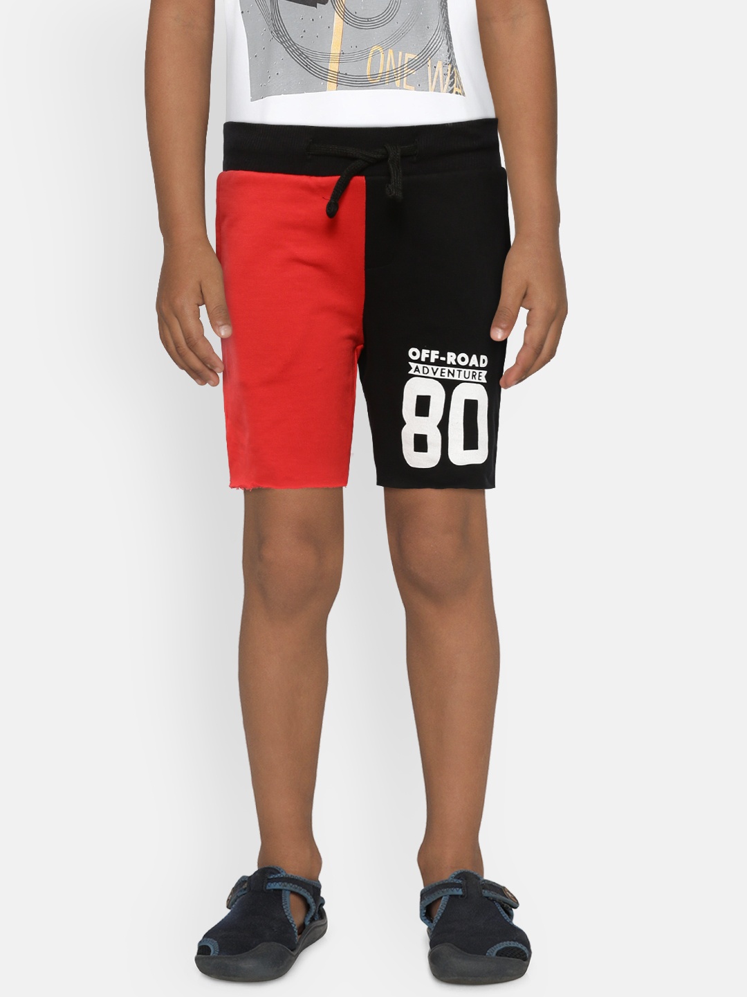 

Flying Machine Boys Red & Black Colourblocked Regular Fit Shorts