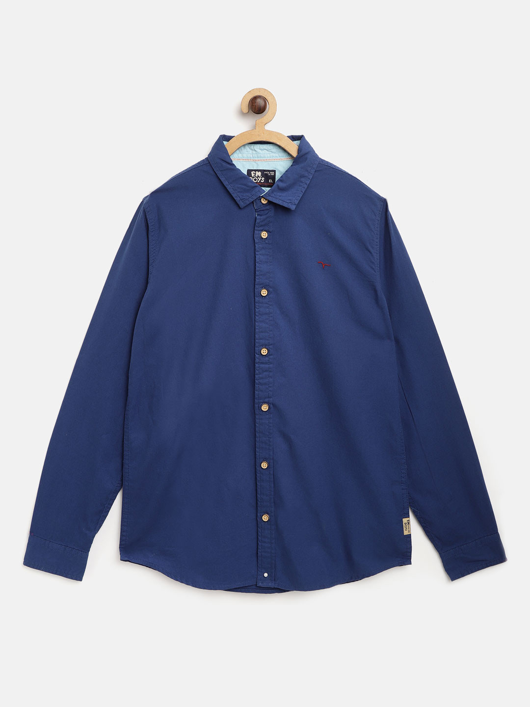 

Flying Machine Boys Navy Blue Regular Fit Solid Casual Shirt