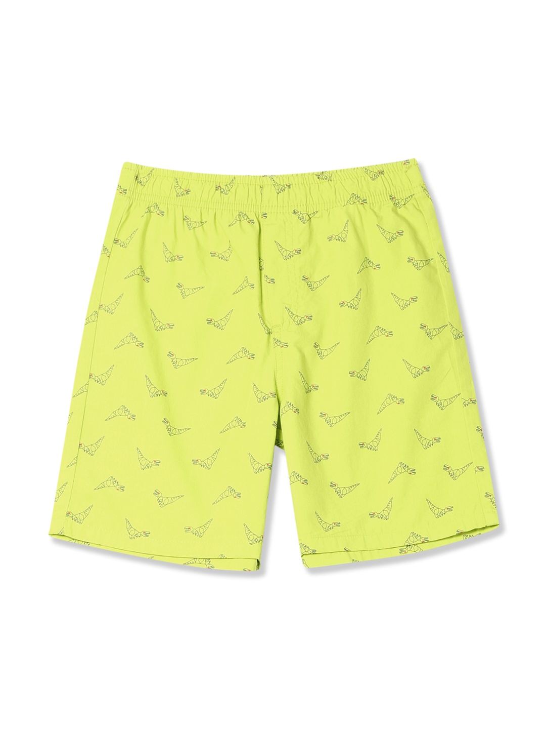 

Flying Machine Boys Lime Green Printed Regular Fit Regular Shorts